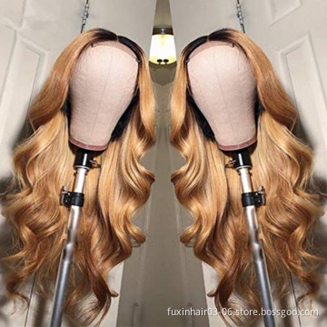 hd Lace Front Wig Brown Colored Remy Hair Bleached Knots Wigs Golden Body Wave Brown Wig Human Hair Brazilian Hair Swiss Lace